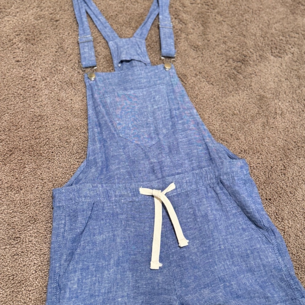 SKY AND SPARROW Linen Short Overalls Beach Romper Cover-up, Small